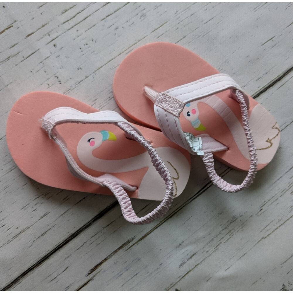 Carter's Flamingo Flip Flop Sandals Toddler sz xs